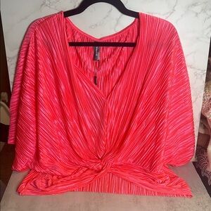 Chic Coral Blouse with Elegant Twist